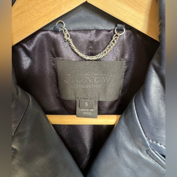 J.Crew Collection Leather Moto Jacket - Navy Blue. Never worn! - Picture 5 of 8